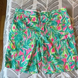 Lilly Pulitzer Green and Pink Men's Flat Front Shorts